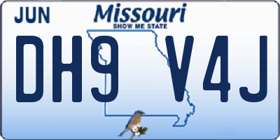 MO license plate DH9V4J