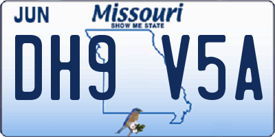 MO license plate DH9V5A