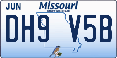 MO license plate DH9V5B
