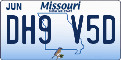 MO license plate DH9V5D