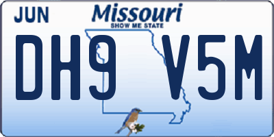 MO license plate DH9V5M