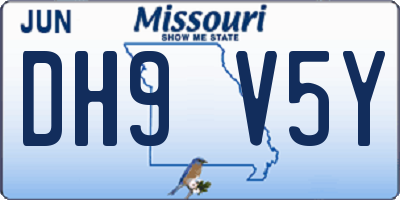 MO license plate DH9V5Y