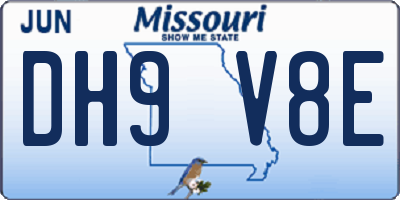 MO license plate DH9V8E