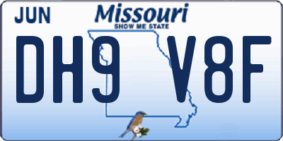 MO license plate DH9V8F