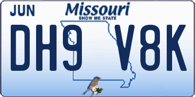 MO license plate DH9V8K