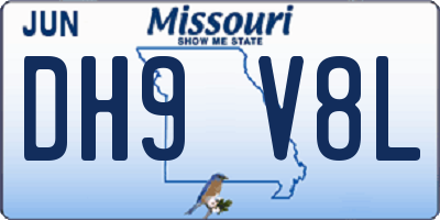 MO license plate DH9V8L