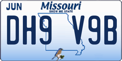 MO license plate DH9V9B