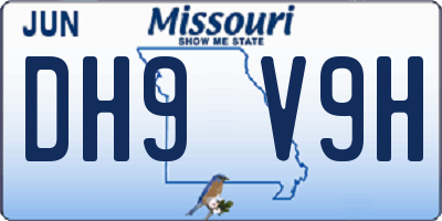 MO license plate DH9V9H