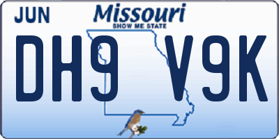 MO license plate DH9V9K