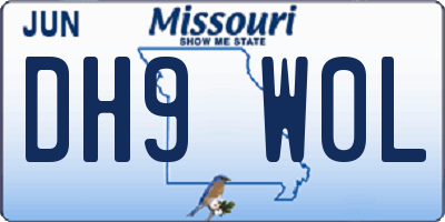 MO license plate DH9W0L