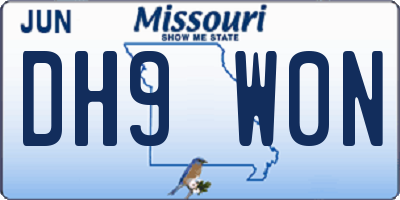 MO license plate DH9W0N