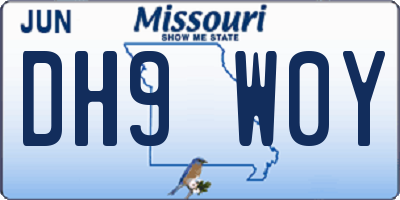MO license plate DH9W0Y