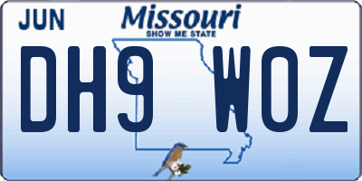 MO license plate DH9W0Z
