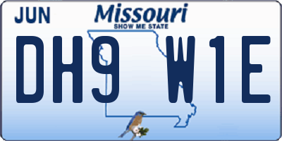MO license plate DH9W1E