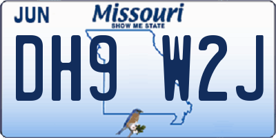 MO license plate DH9W2J