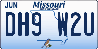 MO license plate DH9W2U