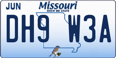 MO license plate DH9W3A