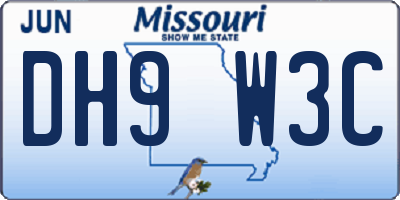 MO license plate DH9W3C