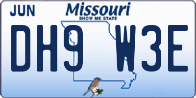 MO license plate DH9W3E