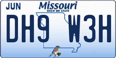 MO license plate DH9W3H
