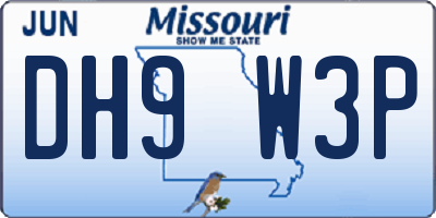 MO license plate DH9W3P