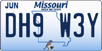 MO license plate DH9W3Y