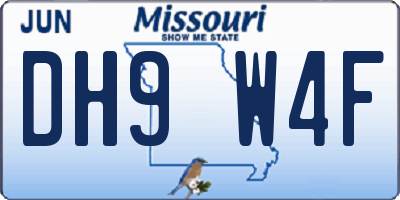 MO license plate DH9W4F