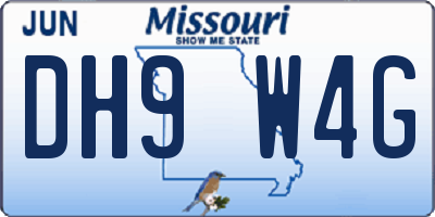 MO license plate DH9W4G