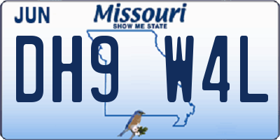 MO license plate DH9W4L