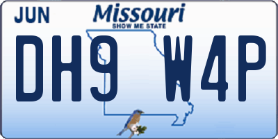 MO license plate DH9W4P