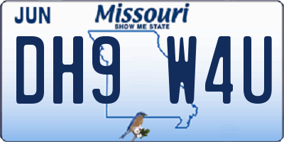 MO license plate DH9W4U