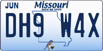 MO license plate DH9W4X
