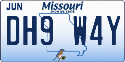 MO license plate DH9W4Y