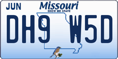 MO license plate DH9W5D