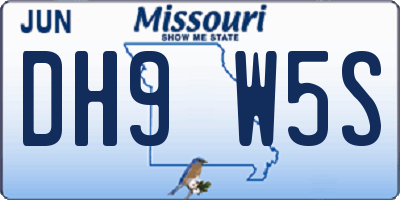 MO license plate DH9W5S