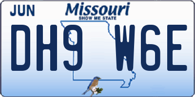 MO license plate DH9W6E