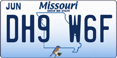 MO license plate DH9W6F