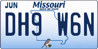 MO license plate DH9W6N