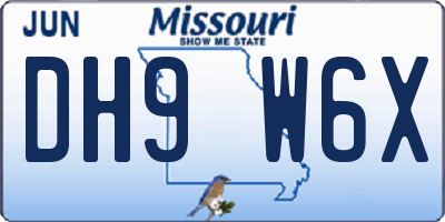 MO license plate DH9W6X