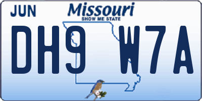 MO license plate DH9W7A