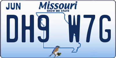 MO license plate DH9W7G