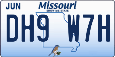 MO license plate DH9W7H