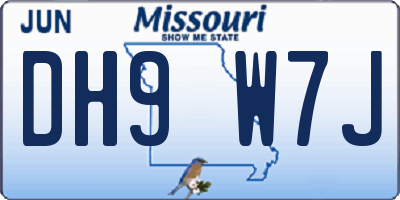 MO license plate DH9W7J