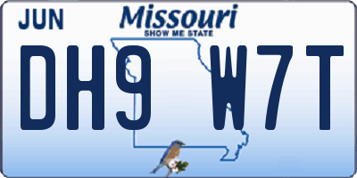 MO license plate DH9W7T