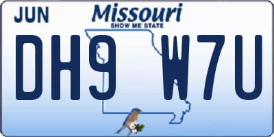 MO license plate DH9W7U