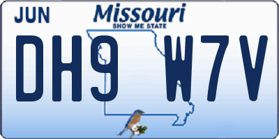 MO license plate DH9W7V