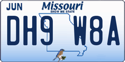 MO license plate DH9W8A