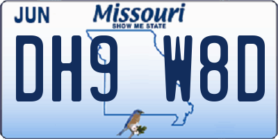 MO license plate DH9W8D