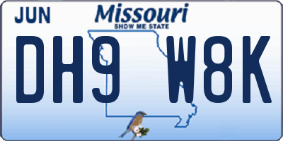MO license plate DH9W8K
