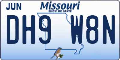 MO license plate DH9W8N